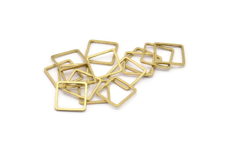 Square Brass Charm Bs-1122 25mm 50 Raw Brass Square Connectors