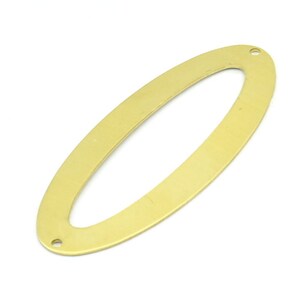 Brass Ellipse Charm, 4 Raw Brass Ellipse Shape Stamping Blank Charms With 2 Holes Earrings, Findings (59x24x0.70mm) B0249