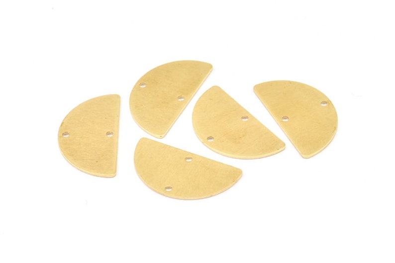 Semi Circle Charm D918 24x13x0.80mm Earrings Pendants 12 Raw Brass Half Moon Blanks With 2 Holes