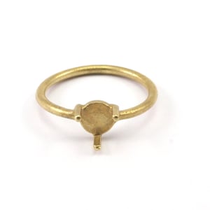 Claw Ring Setting, Raw Brass 5.5mm Ring Settings With 3 Claws, Ring Blanks N0100-17