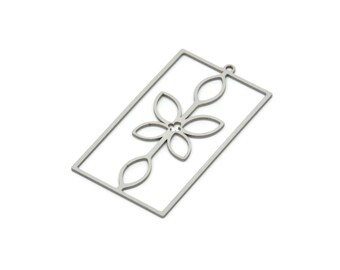 Steel Geometric Charm, Stainles Steel Leaf Charms, Steel Earring Charms, Steel Charms for Jewelry Making (43x24x0.80mm) SMP1957