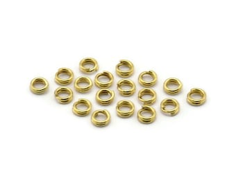 4mm Double Jump Ring - 250 Raw Brass Double Jump Rings , Split Rings (4x0.80mm) A0327