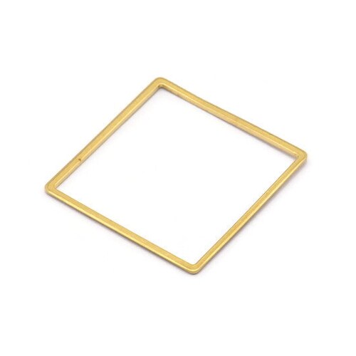 Brass Square Pendant, 6 Raw Brass Square Connectors (35mm) Bs 1309