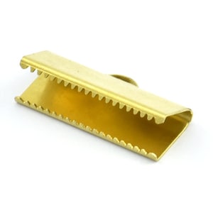 Choker Crimp Ends, 20 Large Raw Brass Ribbon Crimp Ends With Loop, Findings (25x10mm) A0041