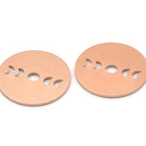 Copper Moon Blank, 8 Raw Copper Moon Phases Stamping Blanks (18x0.80mm) M02963