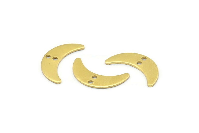 24 Raw Brass Crescent Moon Charms With 2 Holes Blanks Brass Moon Charm 20x6x0.80mm A2235