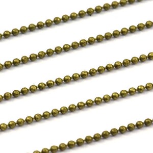 Antique Brass Ball Chain, 5 Meters - 16.5 Feet 1.2 Antique Brass Faceted Ball Chain - Z060
