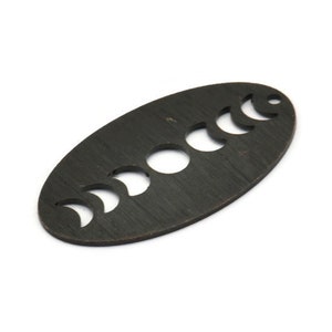 Black Oval Charm, 4 Textured Oxidized Black Brass Oval Moon Phases Charms With 1 Hole, Pendants (35x19x0.80mm) M02191