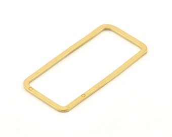 Brass Rectangle Charm, 12 Raw Brass Open Rectangle Connectors (20x40x2x1mm) D1648