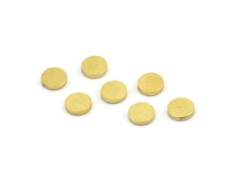 Brass Round Tag, 100 Raw Brass Round Stamping Blanks, Findings (5x1mm) A4170