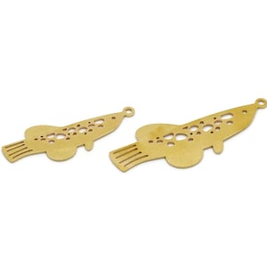 Brass Fish Charm, Raw Brass Fish Charms With 1 Loop, Blanks, Findings (32/40x0.60mm) SMP2816