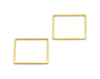 Charm carré en laiton, 24 connecteurs carrés en laiton brut (23x0.80x0.80mm) A6795