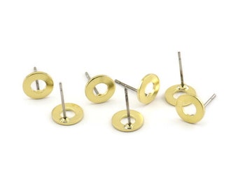 Brass Circle Earring, 10 Raw Brass Circle Stud Earrings (8x0.80mm) M033 A1621