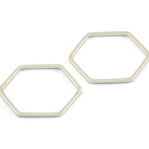 Silver Hexagon Rings, 25 Silver Tone Hexagon Shaped Ring Charms (18x0.80mm) Bs 1174