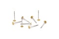 316L Earring Findings Set, 100 Stainless Steel Earring Posts With Raw Brass 3mm Flat Pad ,ear Studs ( A0391 )
