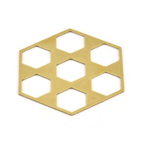 Brass Hexagon Charm, 2 Raw Brass Hexagon Shaped Charms, Earring Findings, Geometric Charms (63x55x0.80mm) A4764