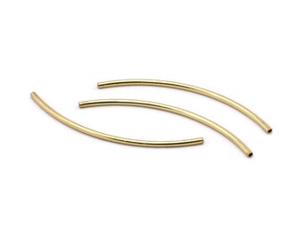 Gold Tube, 12 Gold Plated Brass Curved Tubes (1.5x50mm) D0282
