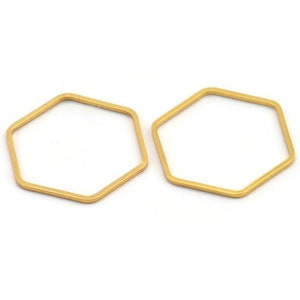 Gold Hexagon Charm, 6 Gold Plated Hexagon Rings (25x1mm) BS 1227 Q0264