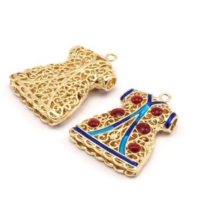 Enameled Brass Caftan Pendant ( 38x28mm) R061  B-1
