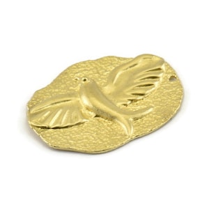 Messing vogelbedel, onbewerkte koperen vogelbedel met 1 gat, hangers (30 x 22 mm) N1096