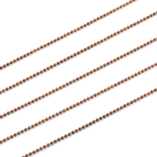 1mm Copper Chain, 5 M Copper Brass Faceted Ball (1mm) Chain - W81 ( Z048 )