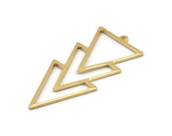 Gold Triangle Charm, 2 Gold Plated Brass Triangle Charms With 1 Loop (49x21x1mm) M01126 H1254