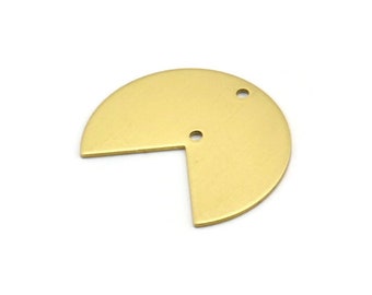 Brass Missing Piece, 10 Raw Brass Three Quarters Stamping Blank Pendants With 2 Holes (30x25x0.80mm) B0168