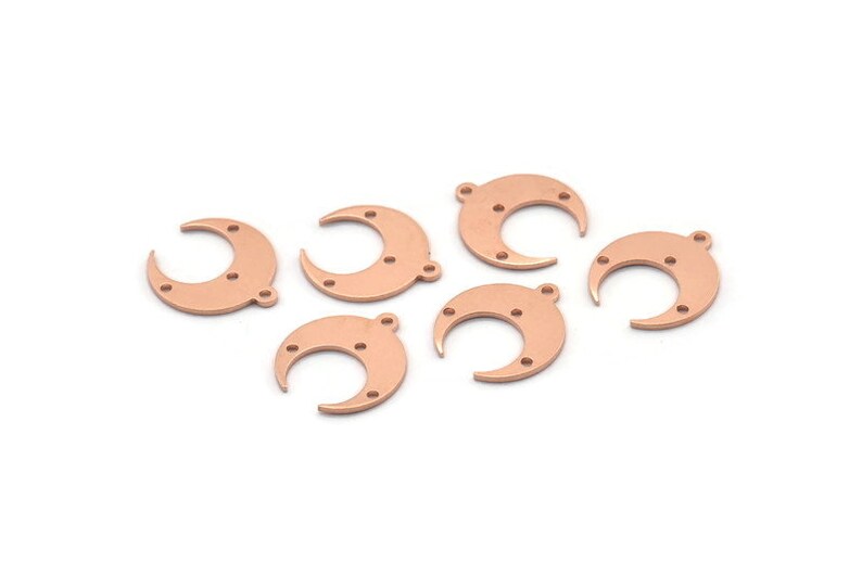 Copper Moon Charm 12 Raw Copper Crescent Moon With 1 Loop And 3 Holes M01634 Earrings 16x14x0.80mm