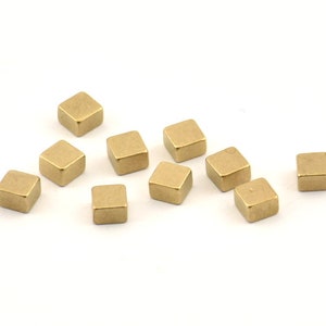 Brass Cube Bead, 50 Raw Brass Square Cube Beads (4x3mm) D1498