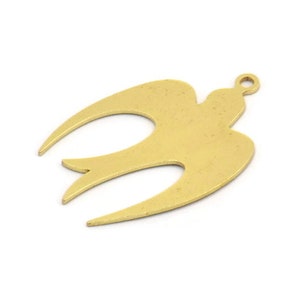 Brass Bird Charm, 10 Raw Brass Bird Shaped Charms With 1 Loop (29x19x0.60mm) A5238