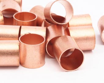 Copper Tube Beads - 12 Raw Copper Tube Beads (10x10mm) D0533