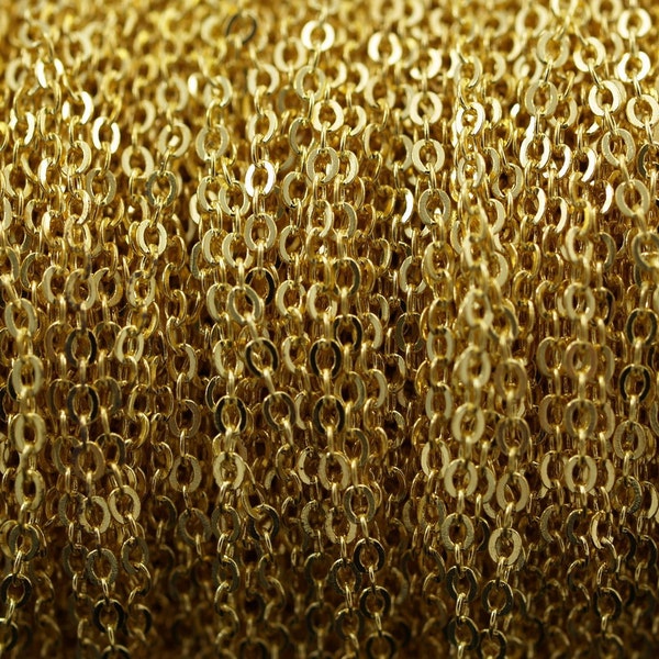 Gold Brass Chain, 25 Meters - 82.5 Feet (1.5x2mm) Gold Tone Brass Soldered Chain - Y006 ( Z016 )