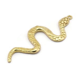 Ciondolo a forma di serpente in ottone, ciondoli a forma di serpente in ottone grezzo con 1 anello, ciondoli, accessori (49x17x2,8 mm) N1602