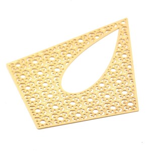 Gold Earring Charm, 2 Gold Plated Brass Diamond Earring Charms With 1 Hole Pendants, Findings (71x56mm) E576