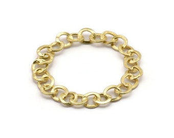 Brass Round Charm, Raw Brass Chain Shaped Round Charms, Pendants, Earrings, Findings (41x2.5mm) N1743