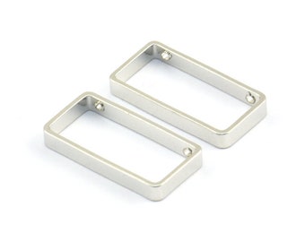 Silver Rectangle Connector 12 Silver Tone Open Rectangle Connectors with 2 Holes (10x20x2.5x0.80mm) E169