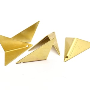 Brass Kite Charms, 6 Raw Brass Geometric Triangles (33x23mm) U002