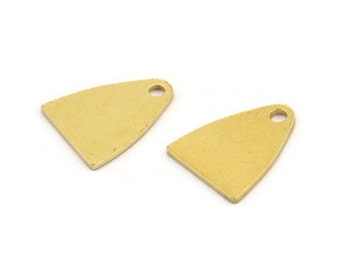 Brass Triangle Charm, 24 Raw Brass Triangle Shaped Charms With 1 Hole, Brass Stamping (14x11x0.80mm) A4987