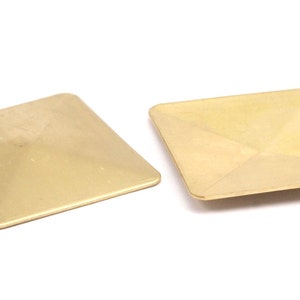 Square Pyramid Pendant, 6 Raw Brass Square Pyramid Pendants  (35x0.80mm) A0874