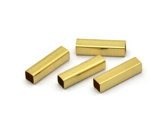 Square Tube Beads - 50 Raw Brass Square Tubes (4x16mm) Bs 1588