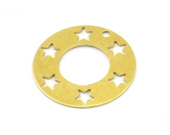Messing Stern Charm, 25 Rohmessing Stern Pentagramm Charms (20 mm) Brs 152-2 A0196