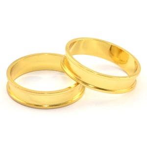 Gold Channel Ring, 3 Gold Plated Brass Channel Ring Setting (19mm) N0481 Q0115