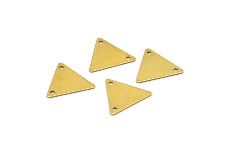 Raw Brass Triangles, 50 Raw Brass Triangle Charms With 2 Holes 12x14mm A0014 image 1