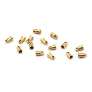 Brass Tassel End Caps, 250 Raw Brass End Cap With 1 Hole, Cord Tips, Cord Ends (3.8x2mm) E143