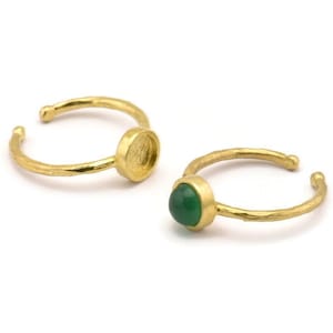 Brass Ring Settings, Raw Brass Round Ring With 1 Stone Setting - Pad Size 6mm N1763