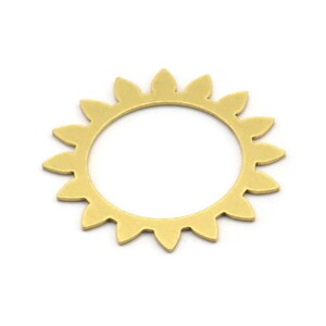 Brass Round Charm, 12 Raw Brass Sun Shaped Charms, Charm Pendants, Connector Findings (26x0.60mm) A3505