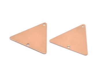 Rose Gold Hippie Triangle, 5 Rose Gold Plated Triangle Charms With 2 Holes (22x25mm) Brs 3028-2 A0085 Q0267