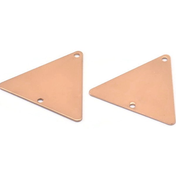 Rose Gold Hippie Triangle, 5 Rose Gold Plated Triangle Charms With 2 Holes (22x25mm) Brs 3028-2 A0085 Q0267