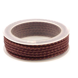 Brown Braided Leather Cord, 1 Meter Leather Cord, Genuine Round Leather Cord (3mm) B3020