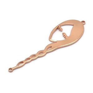 Rose Gold Charm, 2 Rose Gold Plated Brass Face Charms With 2 Loops, Pendants, Earrings, Findings (53x16x1mm) D0639 Q0738
